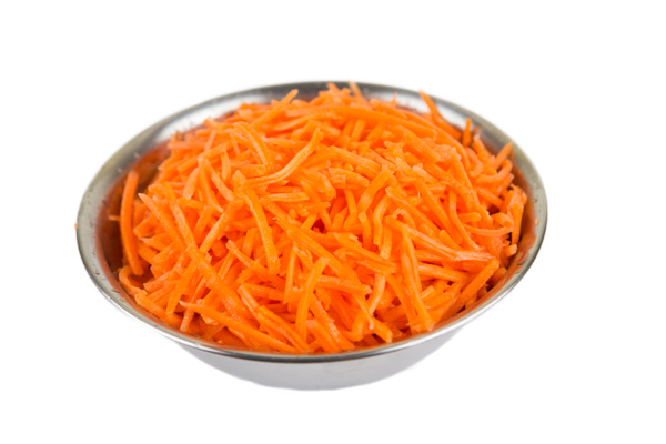 Bowl of julianned carrots