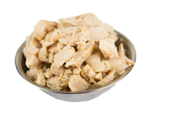 Bowl of cooked chicken strips
